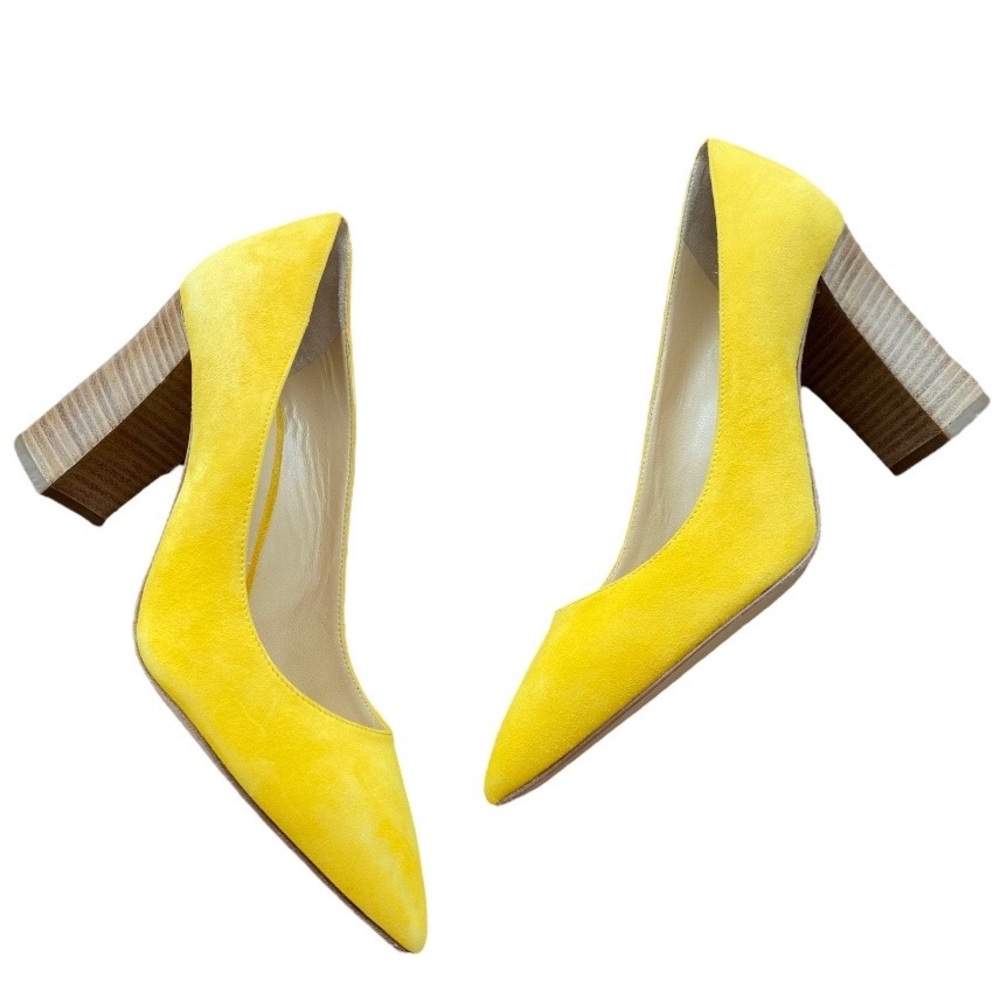 Pollini Made In Italy Yellow Genuine‎ Leather Suede Pumps Size IT 40 US 10